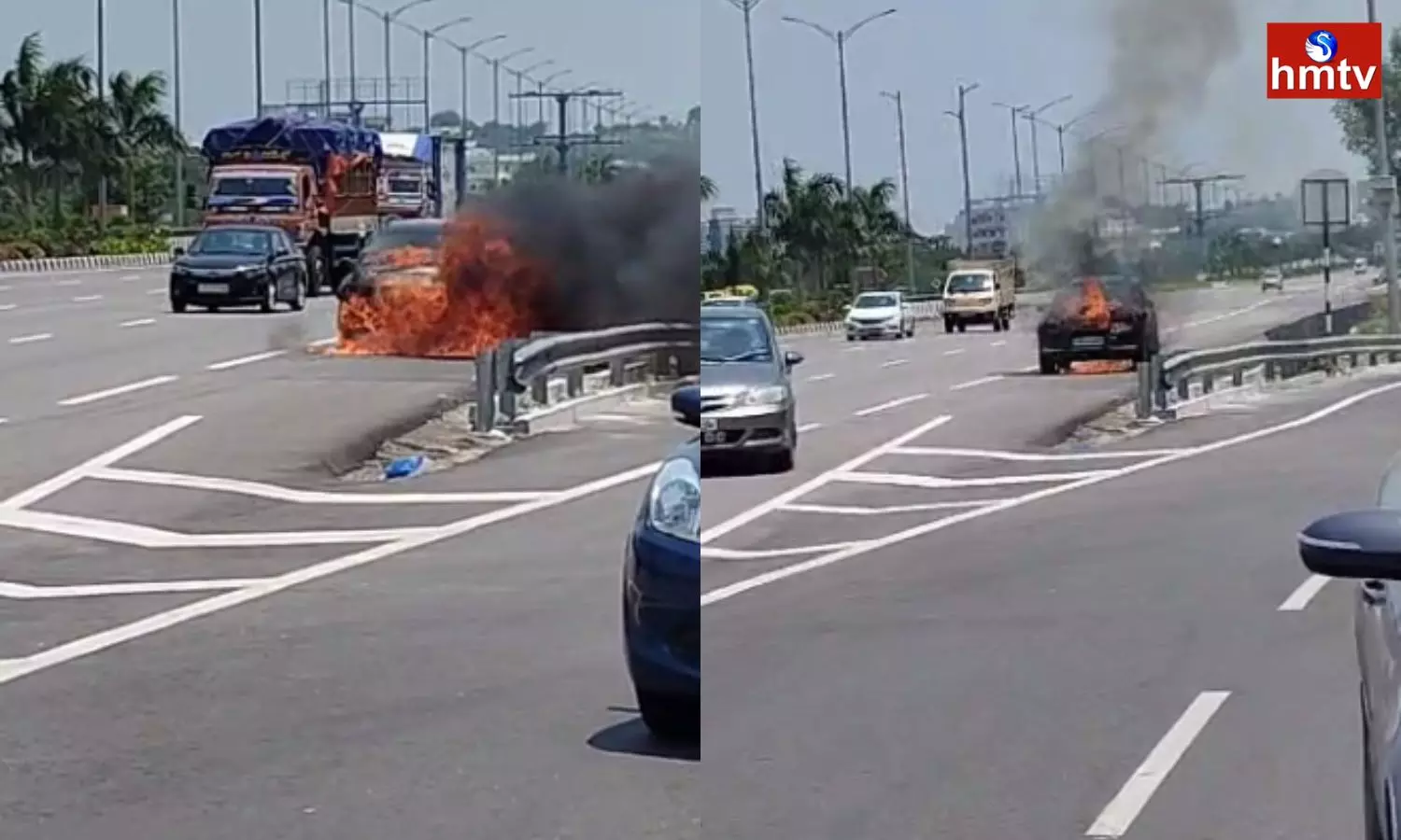 Fire Broke Out in a Car in Shamshabad