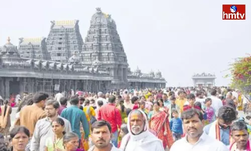Huge Devotees At Yadadri Sri Lakshmi Narasimha Swamy Temple