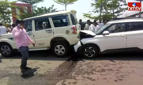 Accident In Nizamabad MLA Jeevan Reddy Convoy Accident In Nizamabad MLA Jeevan Reddy Convoy