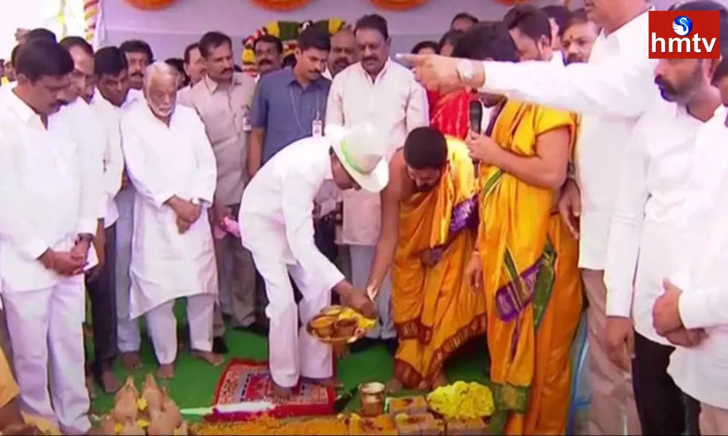 CM KCR Lays Foundation Stone To BRS Center For Excellence And Hyd At Kokapet