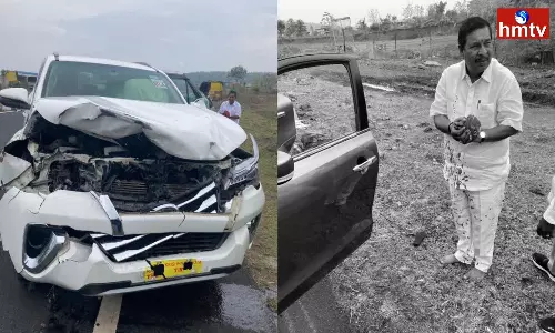 Boath MLA Rathod Bapurao Car Accident at Nirmal Boath MLA Rathod Bapurao Car Accident at Nirmal