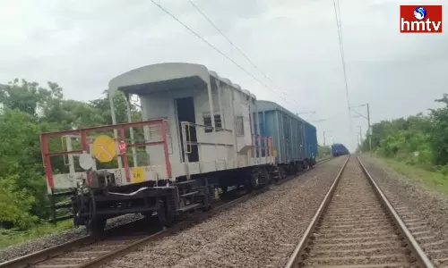 Goods Train Link Cuts Off Between Kesamudram Station In Mahabubabad District