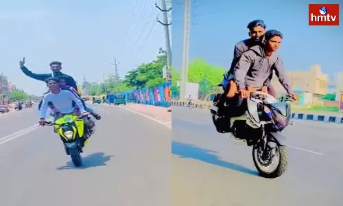 Youth Dangerous Bike Stunts in Vijayawada