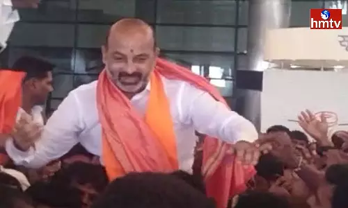 Bandi Sanjay Reached Shamshabad from Delhi