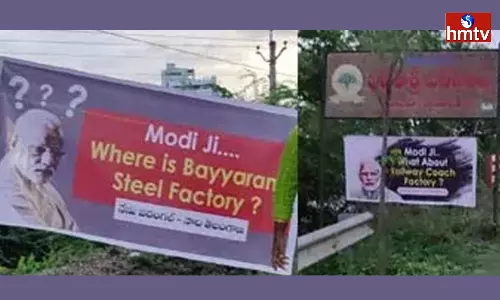 Posters Against PM Modi Tour In Warangal Posters Against PM Modi Tour In Warangal