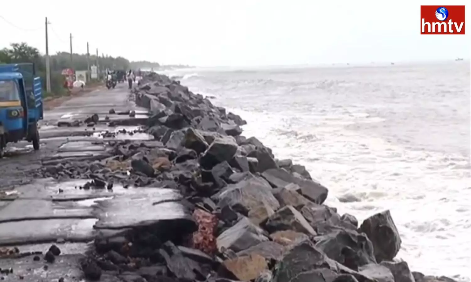 Uppada Beach Road Was Destroyed By The Ocean Waves