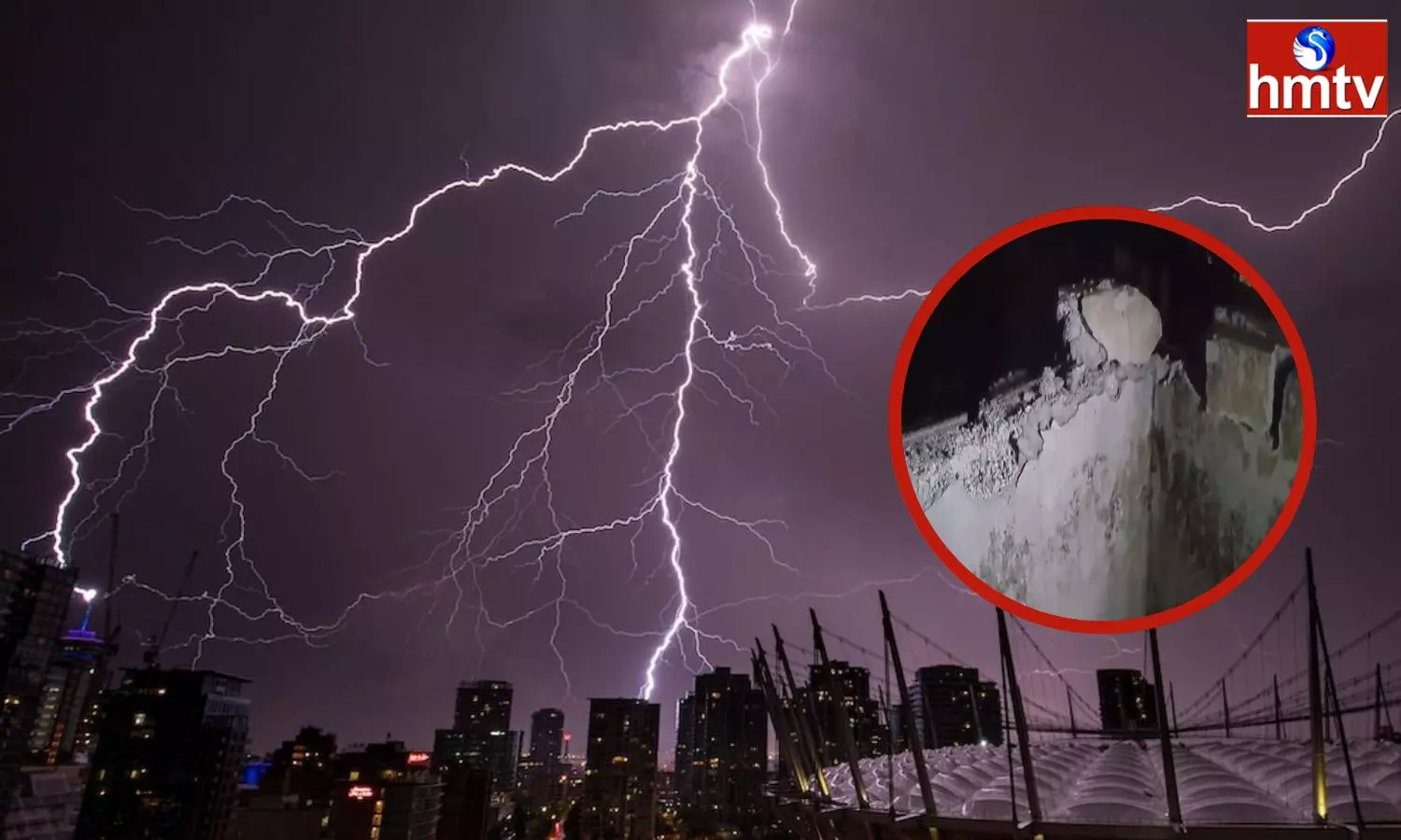 Lightning Strikes A Building In Attapur