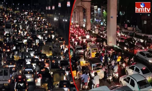 Rains In Hyderabad Heavy Traffic Jam
