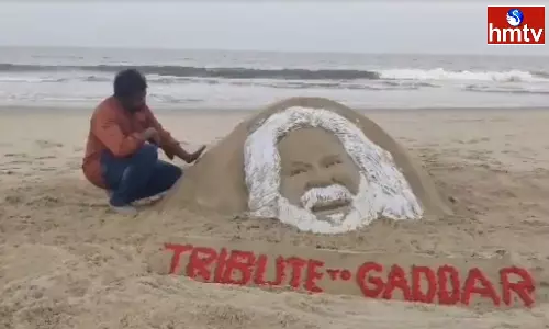 Gaddar Saikata sculpture on the seashore of Eruru in Tirupati District