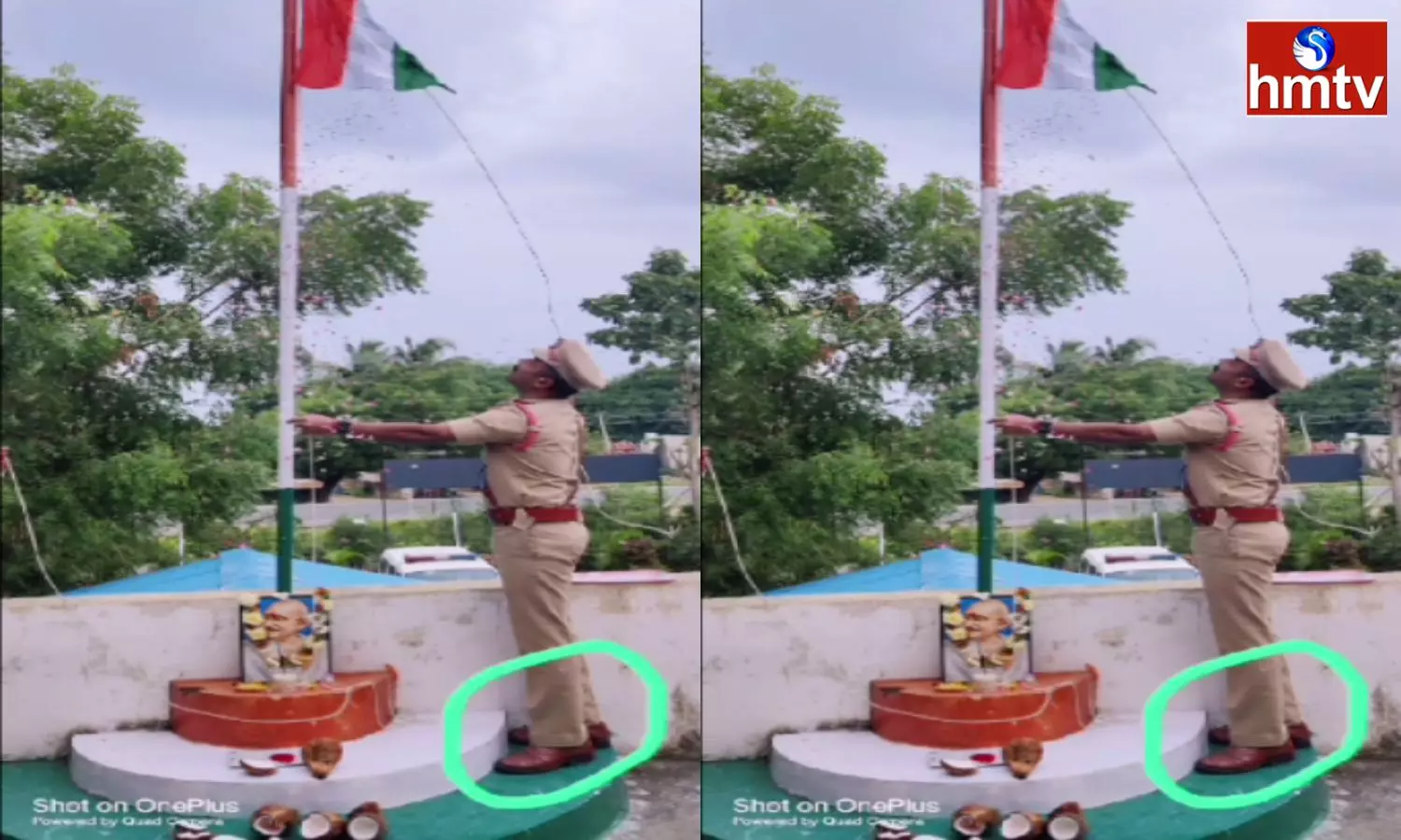 SI Hoisted The Flag By Trampling The Flagpole With His Feet In Warangal