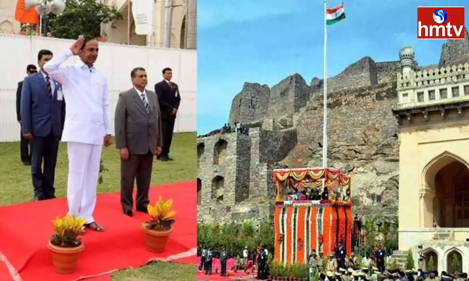 CM KCR Unveiled The National Flag In Golconda Fort