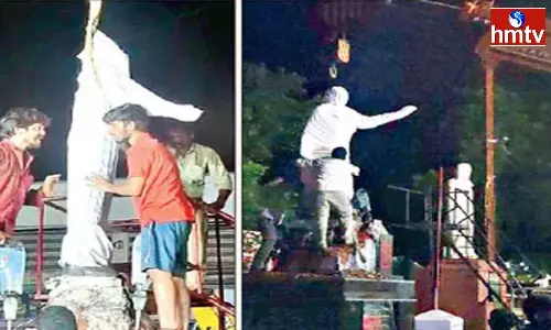 The Situation Of The Removal Of Idols In Nandigama Is Tense  TDP Leaders Dharna