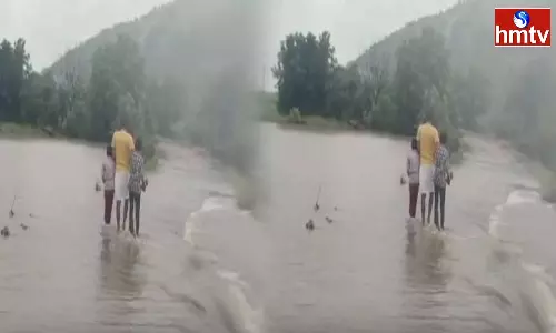 Mallapur Model School Road Collapse In Jagtial Because Of Rain Floods