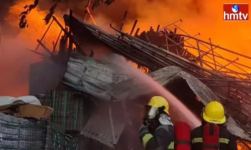 A Fire Broke Out At Mailardevpally Tatanagar In Rangareddy District