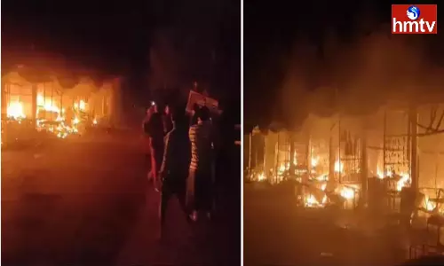 Fire Breaks out in Lalithambika Shopping Complex shops in Srisailam Fire Breaks out in Lalithambika Shopping Complex shops in Srisailam