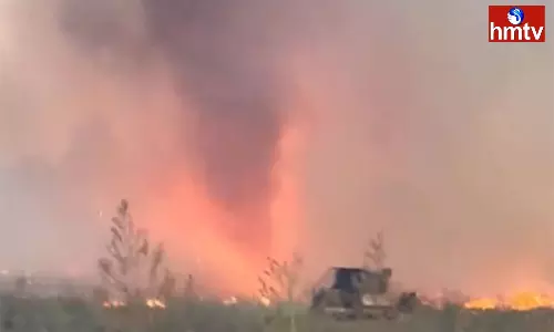 A Fire With A Tornado Seen In America
