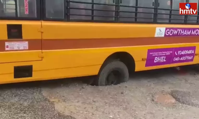 Missed School Bus Accident In Tellapur Rangareddy