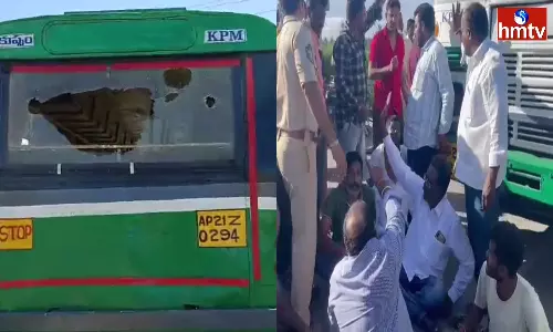 TDP Workers Who Destroyed The Windows Of The Bus In Kuppam