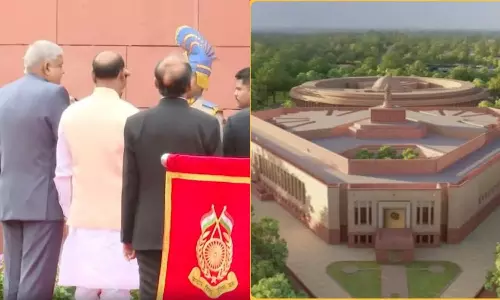 The Vice President Jagdeep Dhankhar Hoisted The Flag At The New Parliament