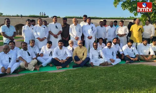 Nara Lokesh With MPs State Silent Protest at Raj Ghat Nara Lokesh With MPs State Silent Protest at Raj Ghat