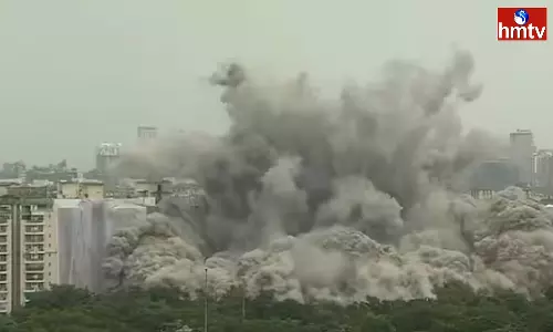 Officials Complete Demolition Of Two Buildings In Hyderabad Madhapur Officials Complete Demolition Of Two Buildings In Hyderabad Madhapur