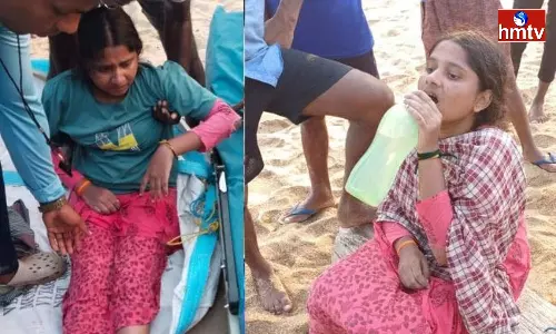 A Young Woman Stuck Between Rocks In Appikonda Beach