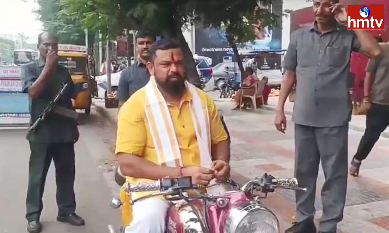 Raja Singh Arrives at RO Office on Bullet Bike and Files Nomination