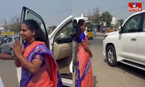 Election officials Inspected Kavitha Car Election officials Inspected Kavitha Car