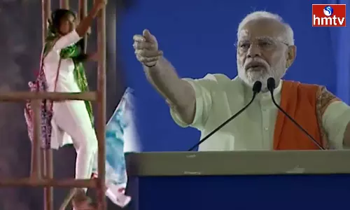 A Young Woman Hulchul in PM Modi Meeting