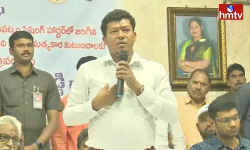 Distribution Of Checks To Visakha Fishing Harbor Victims