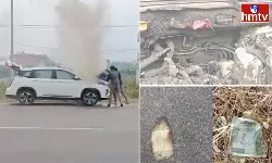 Currency Notes Gutted in Fire in a Car in Warangal