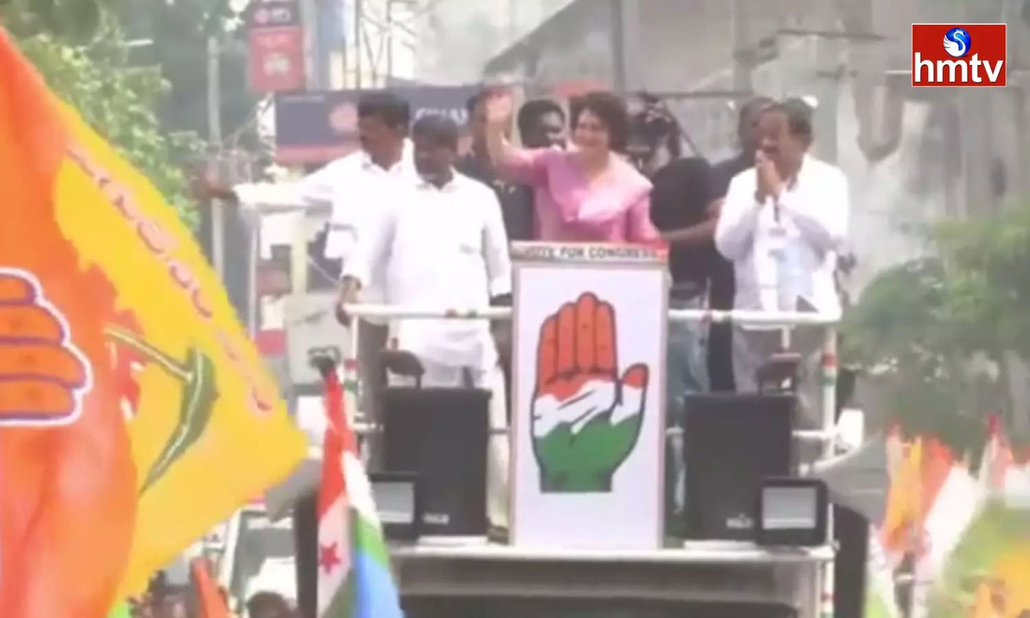 Priyanka Gandhi At The Road Show In Paleru
