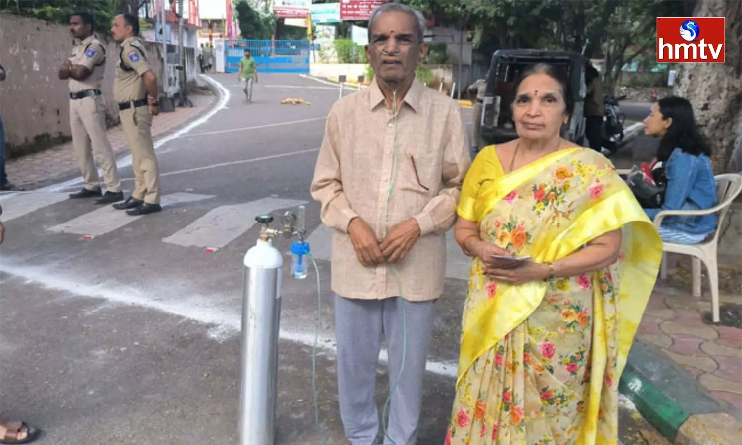 Old Man Patient Cast Their Vote In Hyderabad