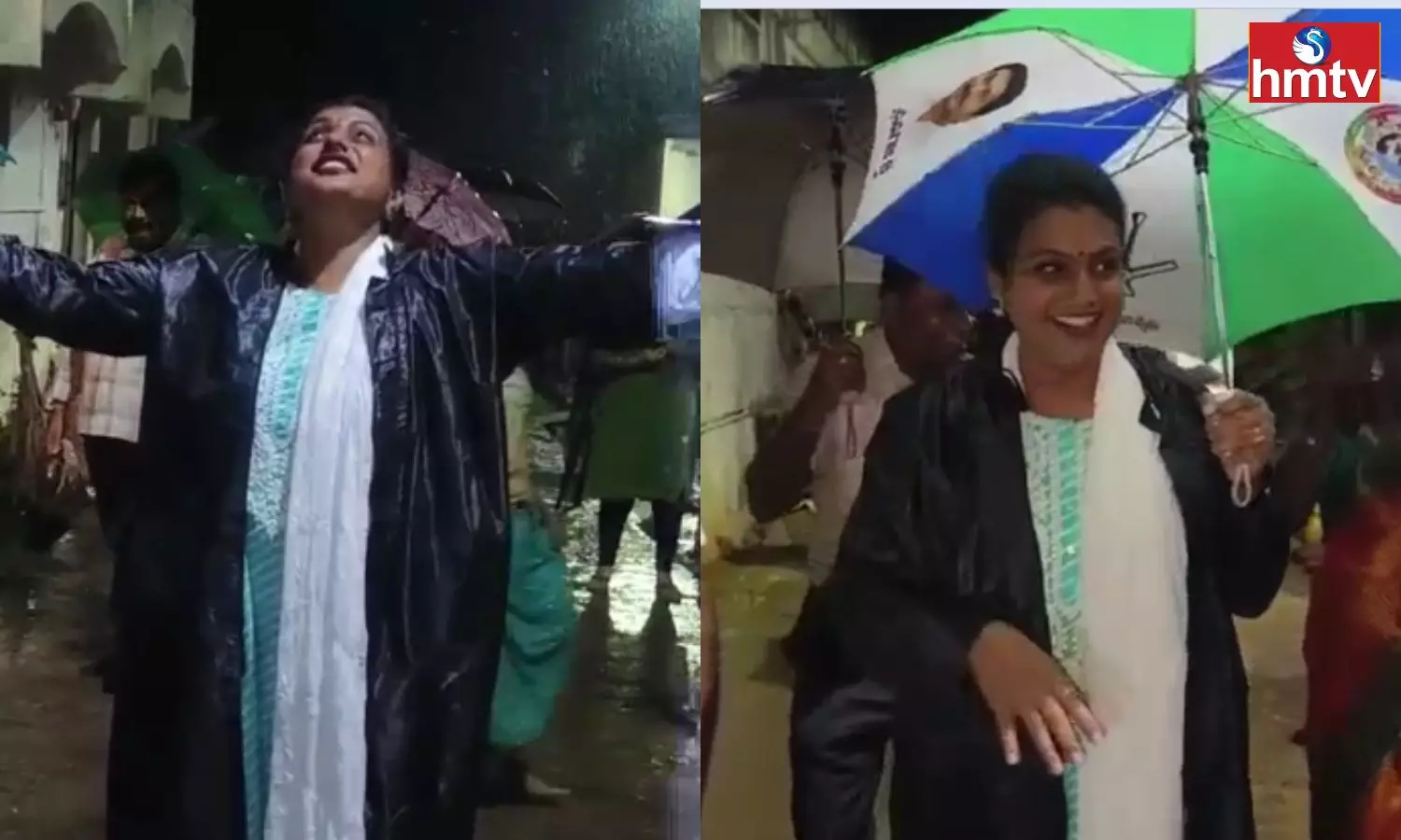 Minister Roja Enjoyed Taking Selfies in the Heavy Rain