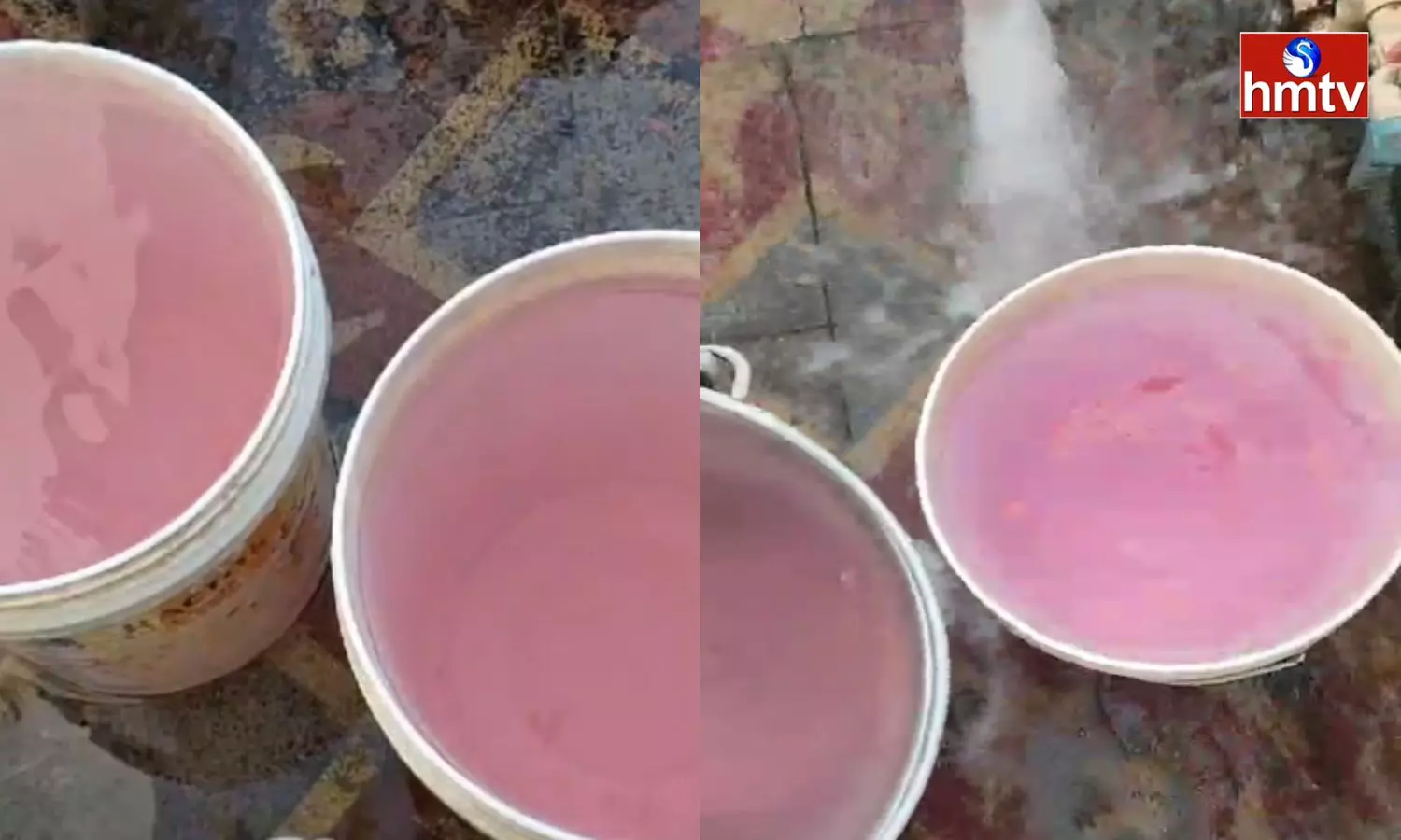 Pink Color Water Coming from Bore in Mancherial