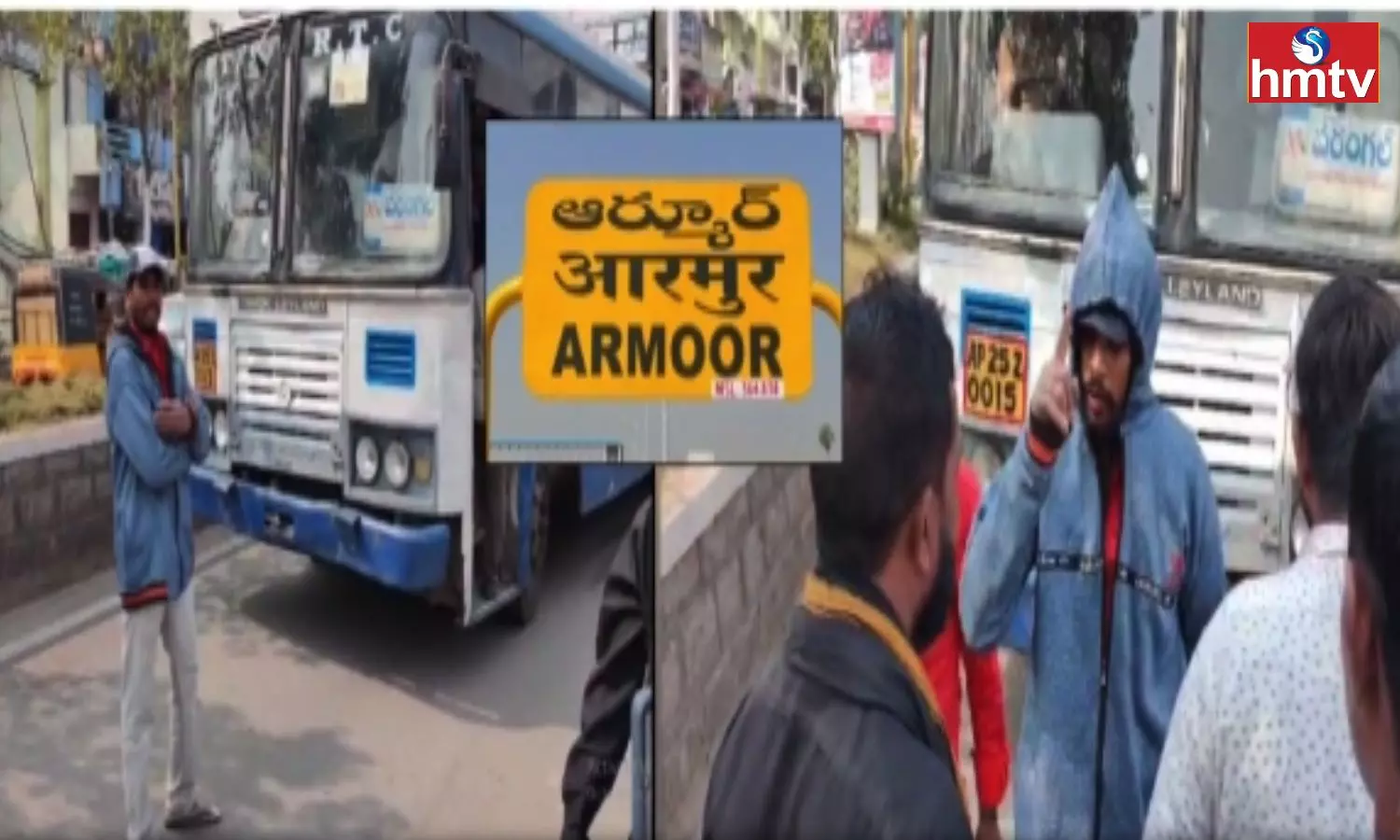 A Man Protested in Front of Bus Stand to Allot Seats to Men in RTC Bus