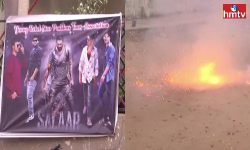 Prabhas Fans Hungama at Warangal Theatres