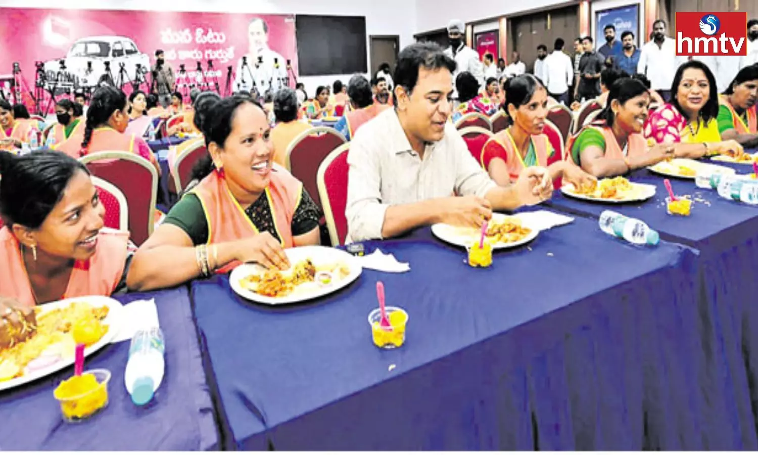 KTR Lunch With Sanitation Workers Telangana Bhavan