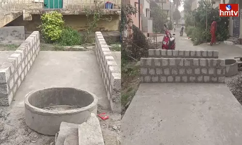 Construction of a Wall Blocking The Road Near the House in Guntur Construction of a Wall Blocking The Road Near the House in Guntur