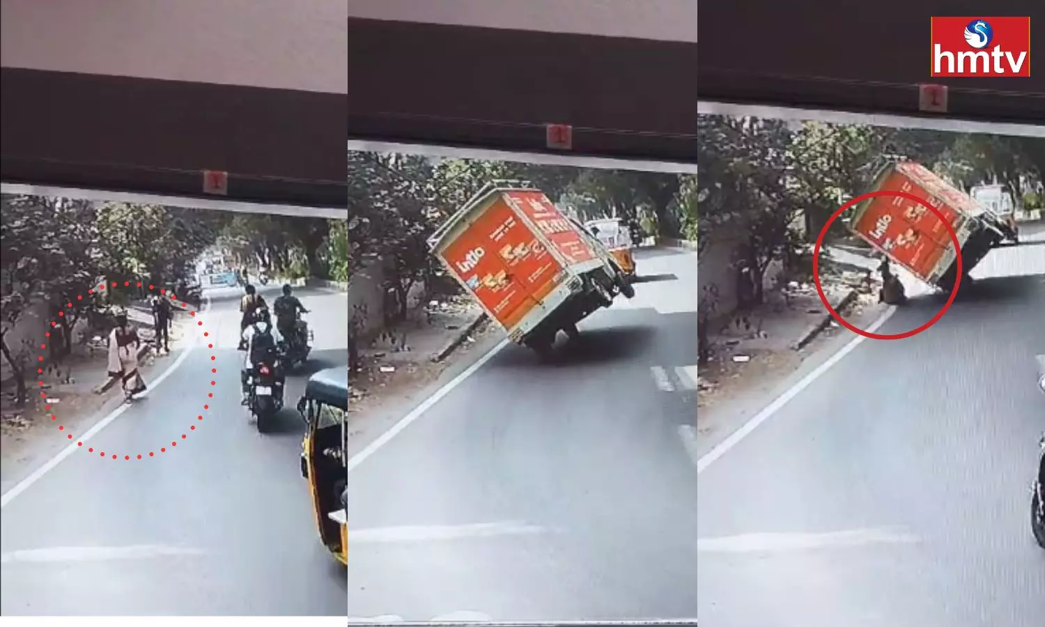Goods Auto Hit A Lady While Walking In Kukatpally Goods Auto Hit A Lady While Walking In Kukatpally