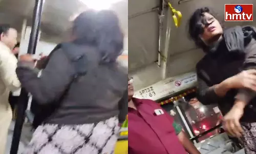 A Woman Hulchul in an RTC Bus at LB Nagar Hyderabad