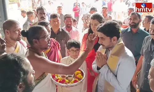 Nara Lokesh Couple visiting Sri Bhramaramba Mallikarjuna Swamy Srisailam