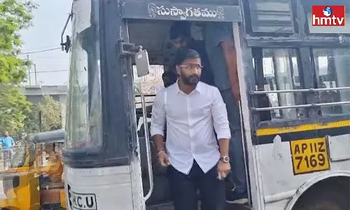 MLC Balmuri Venkat to Assembly in RTC bus MLC Balmuri Venkat to Assembly in RTC bus