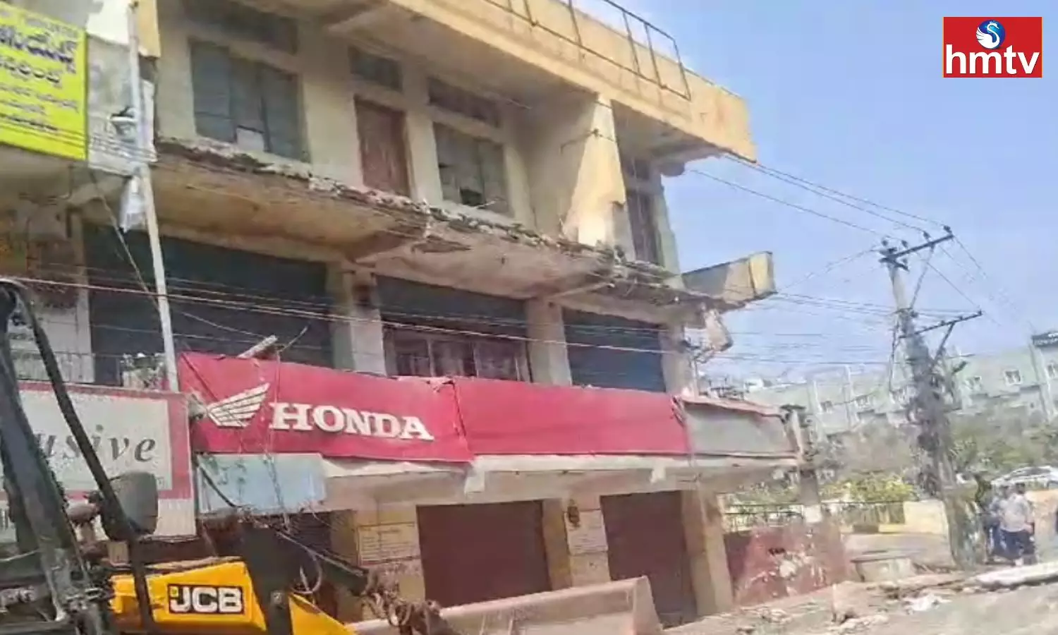 Collapsed Honda showroom building in Shamshabad