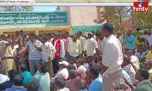 farmers Protest At Achampet Demand Increasing Groundnut Price