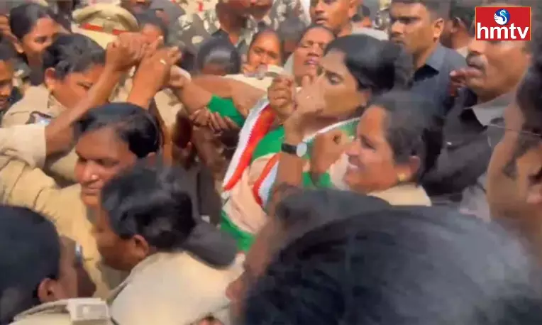 Tension In Vijayawada Ys Sharmila Arrested