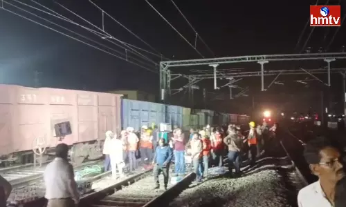 Goods Train Derailed in Rayanapadu