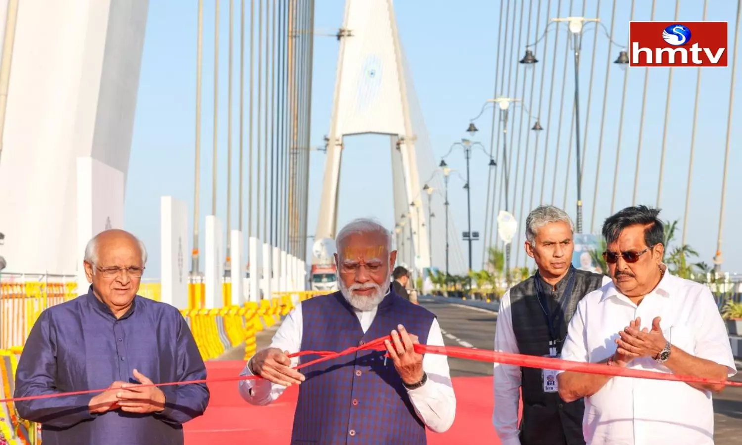 PM Modi Inaugurates Sudarshan Setu Indias Longest Cable-Stayed Bridge