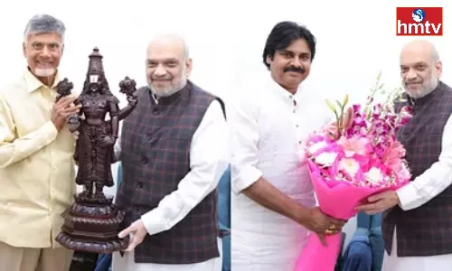 Chandrababu and Pawan meet Amit Shah in Delhi