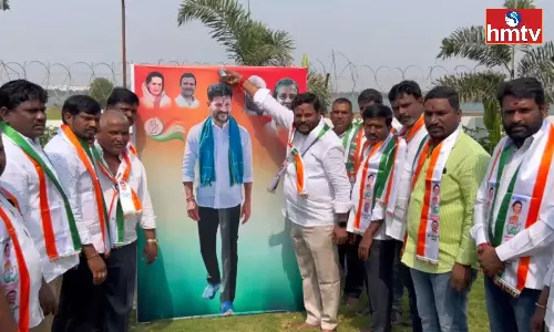 Palabhishekam for CM Revanth Flexi By Neelam Madhu